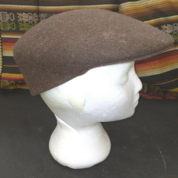 Brooks Snap Newsboy Hat Cap Men's 7 1/8 Brown 100% Wool Made in England - Picture 3 of 5